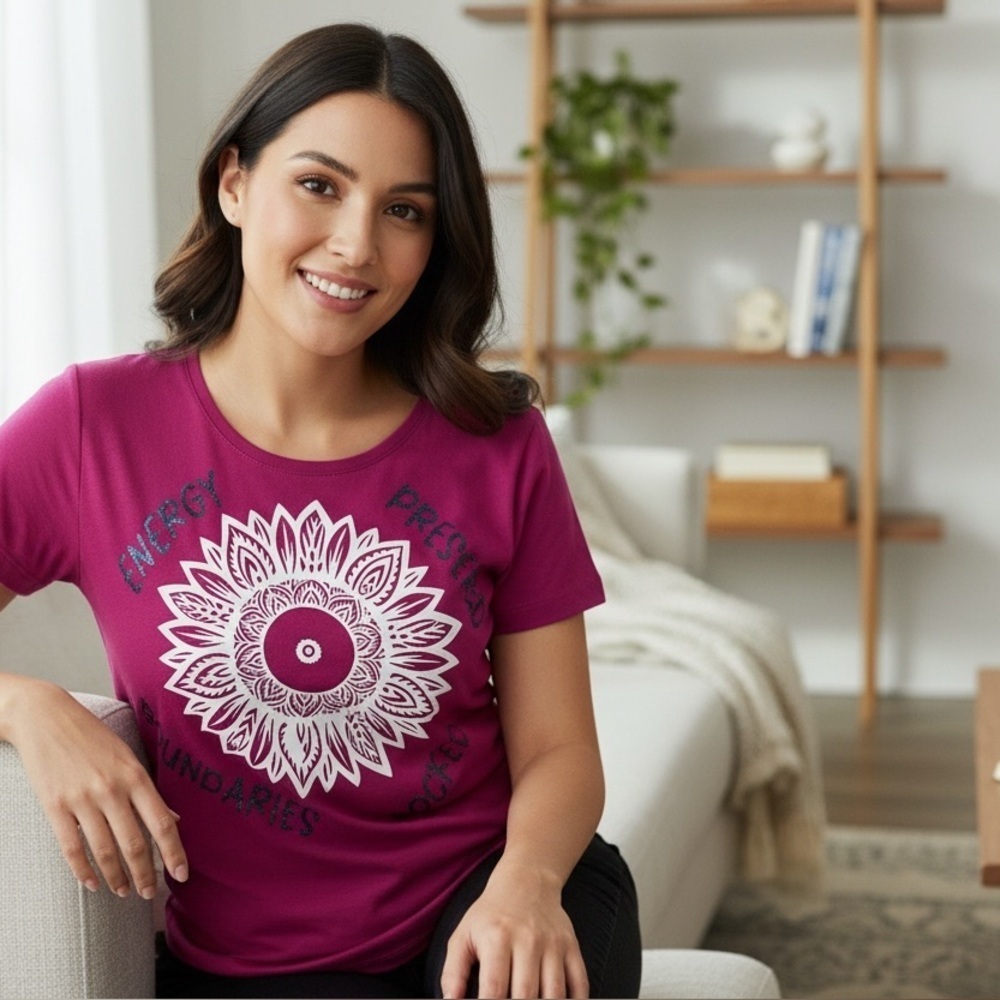 St. John’s Bay Graphic Tee | Size Small | Pink Mandala Affirmation Shirt